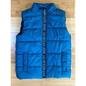 Calvin Klein Jeans Boys Puffer Vest Blue Size 3T Toddler Zip Up Logo Trim